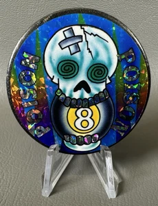 Vintage 90's 1.1oz Black Metal Slammer with Poison Holo for Pogs & Milk Caps - Picture 1 of 4
