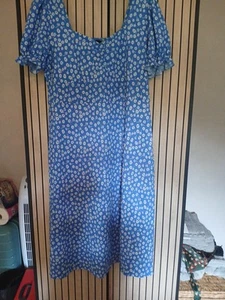 F&F Women's Blue Floral Midi Dress Size Xl - Picture 1 of 4