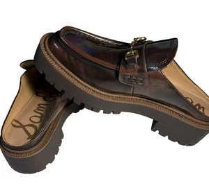 Sam Edelman Pantolette Halbschuhe Plateau Stollensohle Lennon Kastanienbraun Größe 7M - Bild 1 von 10