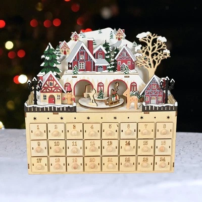 Christmas Advent Calendar with 24 Drawers 2024 Retro Design DIY Craft Xmas Light - Image 1 of 4