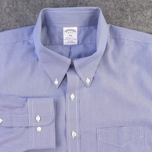 Brooks Brothers Dress Shirt 18 4/5 Regent Non Iron Blue Micro Geometric Cotton - Picture 1 of 10
