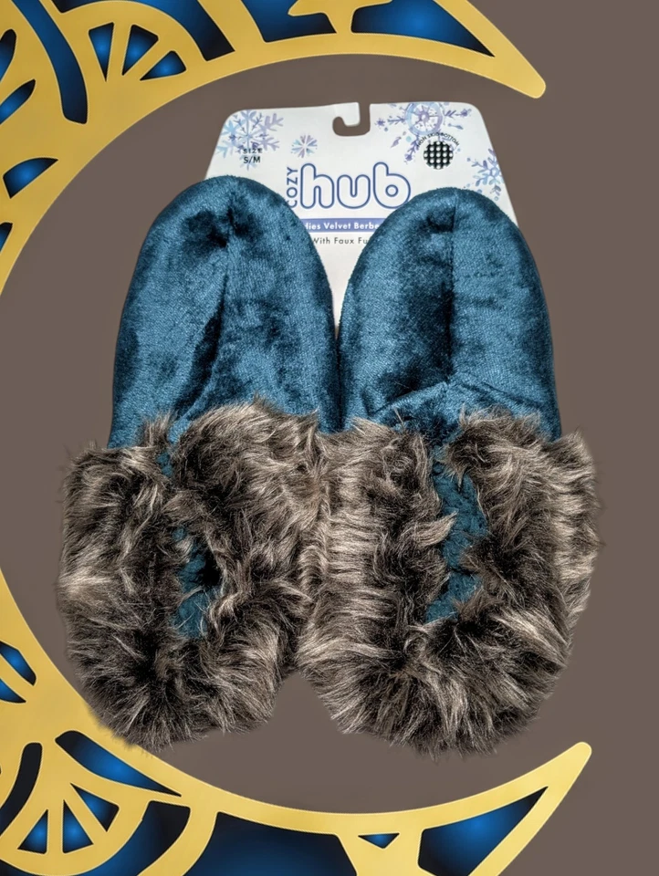 Acogedor Hub Verde Teal PIEL SINTÉTICA Forrado Zapatilla Suave TERCIOPELO BERÉBER Botines Mujer S-M Foto 1 de 4