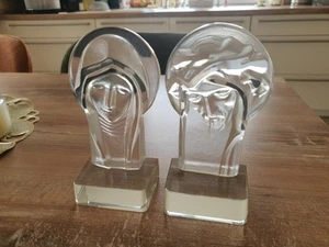 Josef und Maria Muttergottes Kristallglas Glas Büste Figur kirchlich  - Bild 1 von 7