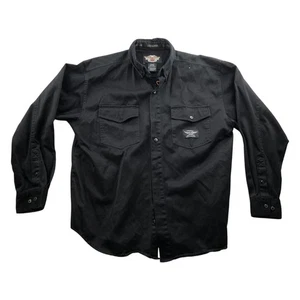 Harley-Davidson Mens Shirt Large Embroidered Long Sleeve Button Up Black Cotton - Picture 1 of 11
