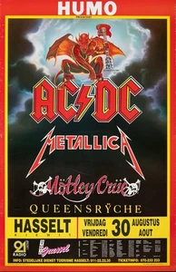 ACDC, Metallica, Motley Crue 1991 German Framed Concert Poster - Picture 1 of 2