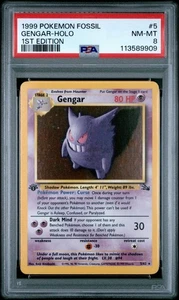 Pokemon Gengar Fossil 1. Edition UNVOLLSTÄNDIG HOLO #5 PSA 8 - Bild 1 von 6