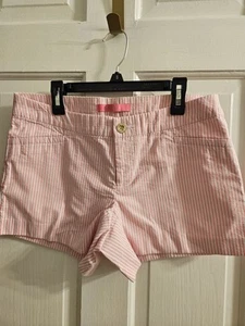 LILLY PULITZER  KELLY  SEERSUCKER STRIPED SHORT PINK TROPICS SIZE 4 - Picture 1 of 11
