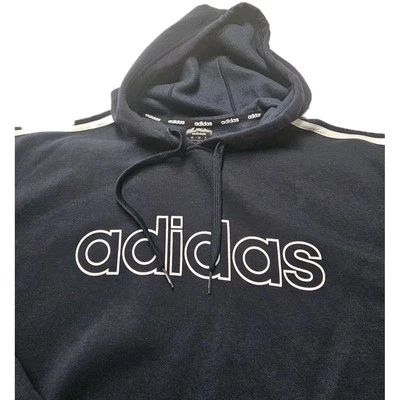 Adidas Originals 3 Stripes Hoodie Mens 2XL  Navy Blue Piping Track Soccer Hoop - Image 1 of 4