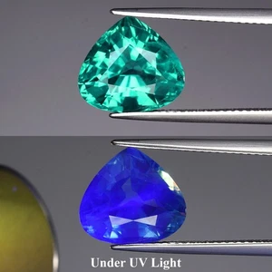 π 6.23ct 11.8x10.7mm Pear Natural Green Fluorite - Color Change Under UV Light - Picture 1 of 6