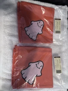 Longaberger Set of 4- 2004/2005 Happy Halloween Ghost Fabric Square Napkins NEW - Picture 1 of 5