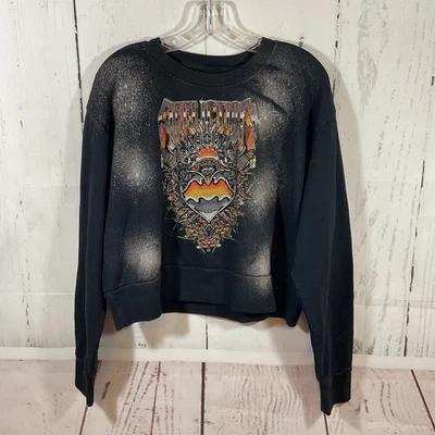 Sudadera corta Affliction 2X negra recortada estrás motociclista gótico emo grunge $78 Foto 1 de 4