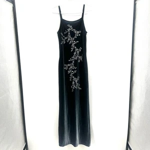Vintage Rocket Candy Y2K Velvet Glitter Embellished Ombre Maxi Dress Damen M - Bild 1 von 6