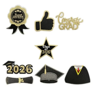 8 Pcs Graduation Dress Decoration Embroidered Patch Diploma Congrats - Picture 1 of 12