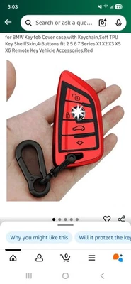宝马钥匙链保护套红色钥匙扣 4 按钮适合 X1 X2 X3 X5 X6 — 第 1/4 张图片