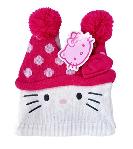 Little Girls Age 3-6 NWT Hello Kitty Winter Holiday Pink White Doll House Hat - Picture 1 of 7