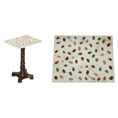 ANTIQUE WILLIAM IV 1830 MAHOGANY TABLE BASE AMMONITE FOSSIL SPECIMEN MARBLE TOP - Image 1 of 4