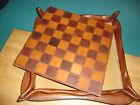 VINTAGE Leather and wood  CHESS BOARD - Rare