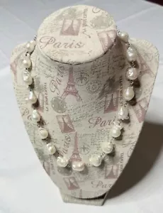 Baroque Pearls White Necklace Adjustable Chain 17”-19” New - Picture 1 of 8