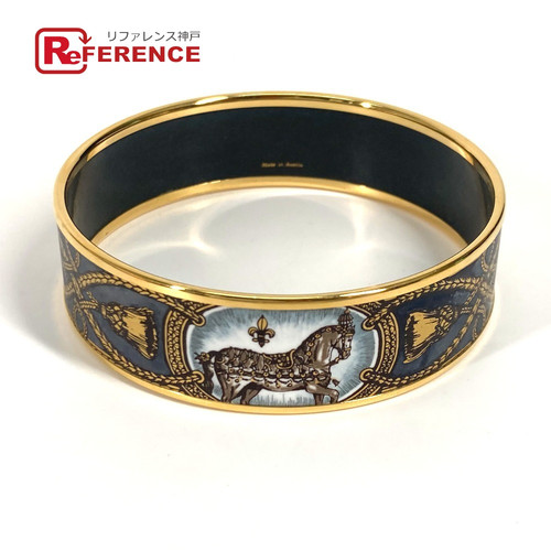 HERMÈS HERMES Bracciale Bracciale Smalto Smalto GM Cavallo Cloisonne Accessorio Nero x Oro
