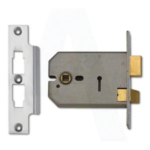 Union 2077 Horizontal 3 Lever Door Sashlock 152mm Satin Chrome Keyed To Differ - Picture 1 of 1