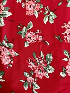 Waverly Fabric Red Green Floral Cotton 126” x 54" - Picture 1 of 3