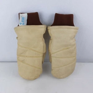 VINTAGE FAIRFIELD HANOVER ZERO TAN LEATHER MITTENS Family Size XS USA Made - Picture 1 of 6