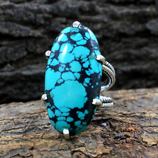 Natural Handmade Tibetan Turquoise Ring 925 Silver Men's Vintage Gift Jewelry