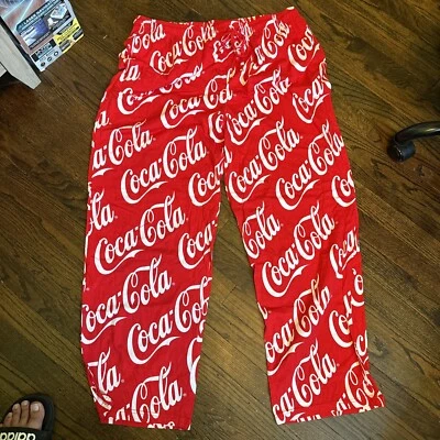 Coca Cola Hombres Ropa de Dormir XL Rojo Pijama Pantalones Logo Alto Nunca Usado Foto 1 de 3