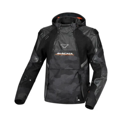 Macna Bradical wasserdichte Motorradjacke Anorak Gr. M - Schwarz Grau Orange