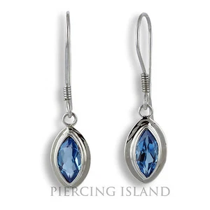 Blau Topas Blautopas Ohrringe Echt 925er Silber Hänger Design SER278 - Bild 1 von 1