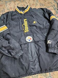 Vintage Starter Pro Line Pittsburgh Steelers Puffer Jacket Coat Size Large 