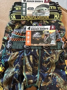 (2) Boys 4 Pack Jurassic World & Star Wars Boxer Briefs Underwear Size S NIP - Picture 1 of 2