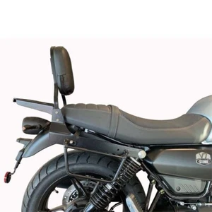 Schienalino alto 35cm nero con portapacchi per Moto Guzzi V7 850 stone special - Picture 1 of 2