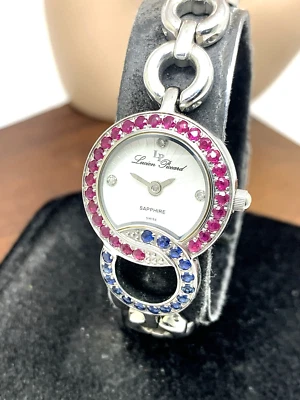 Lucien Piccard Women's Watch Swiss Quartz Blue Red Gemstone Steel 22mm Petite - Image 1 of 4
