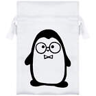 'Smart Penguin' Satin Drawstring Bag/Pouch (SB036202)