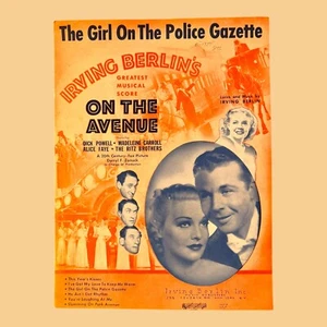 The Girl On The Police Gazette VTG Sheet Music On The Avenue Irving Berlin 1937 - Picture 1 of 4