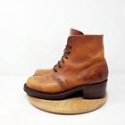 Frye Boots Women 5.5 Brown Leather Combat Academia Punk Boho Chunky Mexico