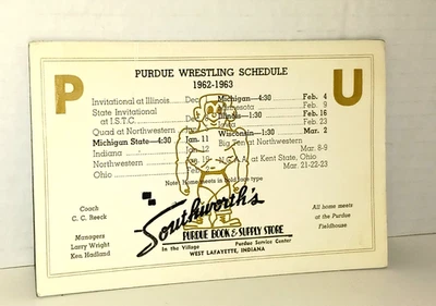 PURDUE WRESTLING PROGRAM, 1962-63, EN LIBRERÍA TINTERO, SIN USAR Foto 1 de 2