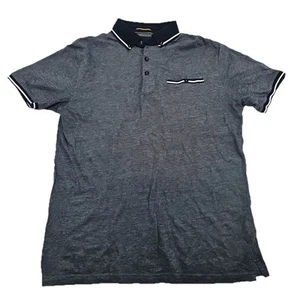 Denim & Flower Ricky Singh Navy Blue Polo Men's M Pinpoint AOP Swiss Dot - Picture 1 of 10