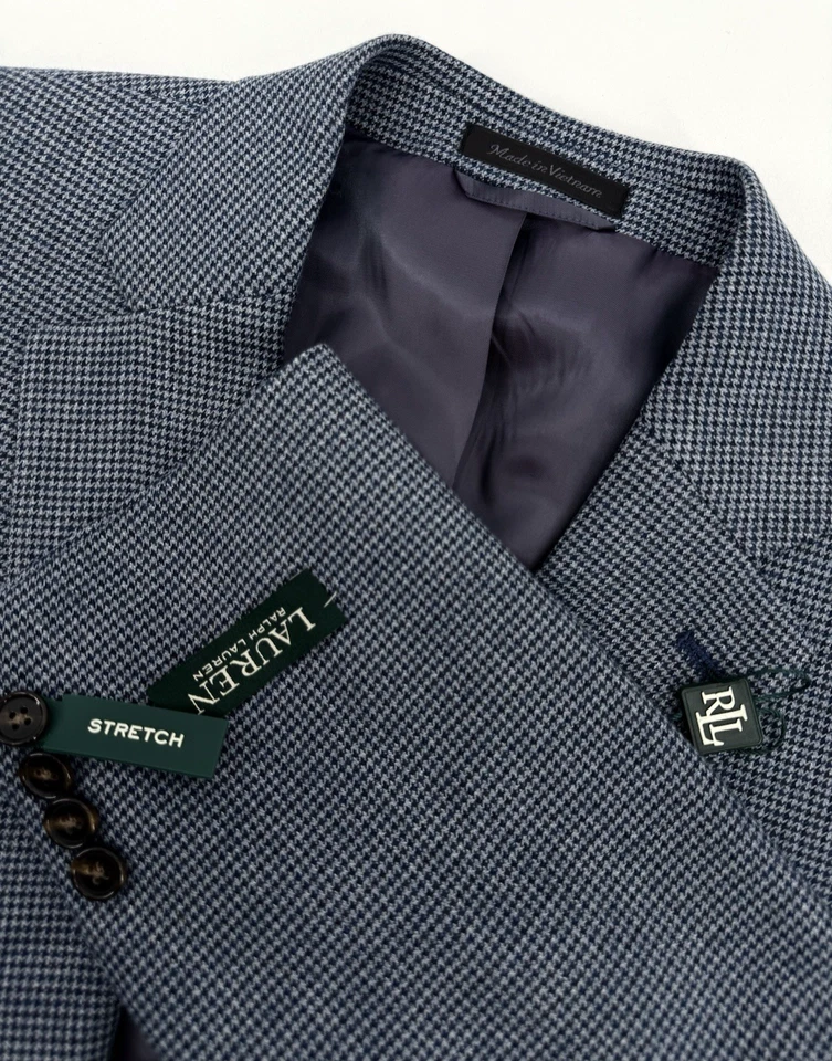 Abrigo Deportivo Ralph Lauren Para Hombres 44S Azul Pata de Gallo Blazer Chaqueta Dos Botones NUEVO Foto 1 de 4