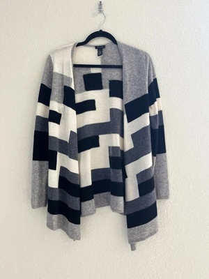 SUÉTER CÁRDIGAN MANGA LARGA ONLY MINE MEZCLA CACHEMIR/LANA GRIS/NEGRO/BLANCO MP Foto 1 de 4