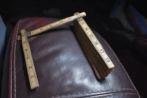 FOLDING RULER Measure Stick Wood Brass jointed 72" Vintage Collectable - Picture 1 of 3