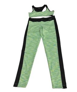 Bebe Sport Size Medium Green Black 2 Piece Set Track Suit Workout Yoga NWT - Picture 1 of 17