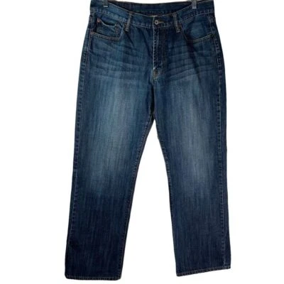 Lucky Brand Jeans Mens 34x31 Blue Dark 181 Relaxed Straight Distressed Denim - Image 1 of 4