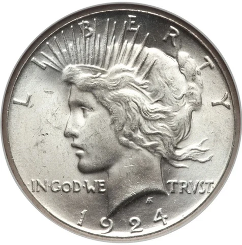 ⭐️1924-PEACE SILVER DOLLAR⭐️BRILLIANT UNCIRCULATED⭐️90% COIN⭐️AMAZING⭐️7.29.2 Cover