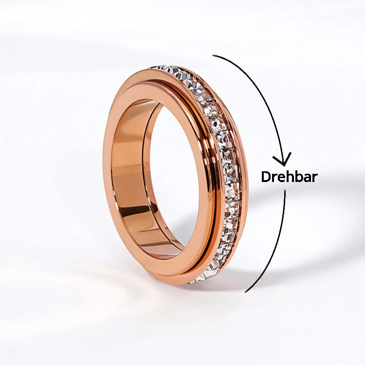 Damenring Edelstahl Opal Roségold Geflochten - Versch. Größen
