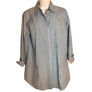 Lafayette 148 New York grau-weiß gestreiftes 3/4 Arm Tunika Shirt Gr. S - Bild 1 von 3