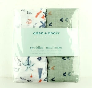 * Envolturas de muselina 100 % algodón Aden + Anais Essentials, paquete de 2 Dinotime, verde - Imagen 1 de 2