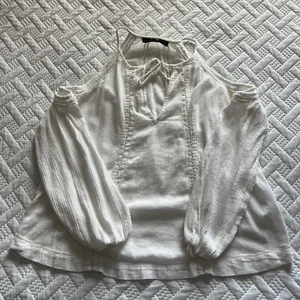 Abercrombie Fitch Damen Tunika weiß schulterfrei Langarm Bindeband Spitze Gr. XS - Bild 1 von 11
