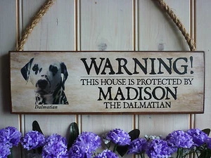 MADE TO ORDER WARNSCHILD HUNDESCHILD DALMATINER SCHILD GARTENSCHILD EIGENE NAMENSTAFEL - Bild 1 von 16